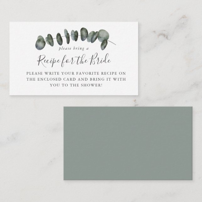 Eukalyptus-Brautparty Begleitkarte (Vorne/Hinten)