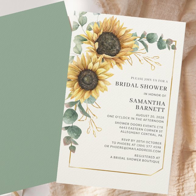 Eukalyptus-Brautparty Briefpapier (Floral Sunflower Eucalyptus Bridal Shower Stationery)