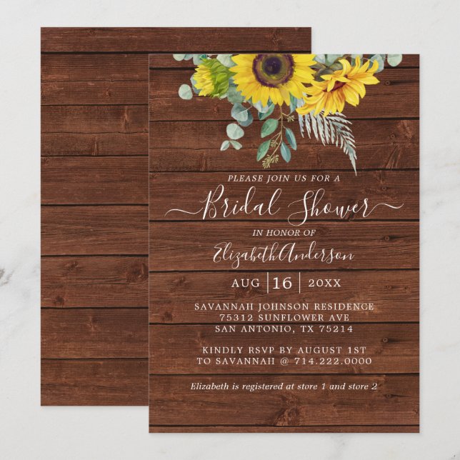 Eukalyptus-Brautparty Einladung (Vorne/Hinten)