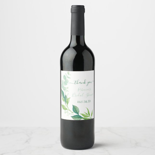 Eukalyptus-Brautparty-Favoriten für Wasserfarben Weinetikett (Vorderseite)