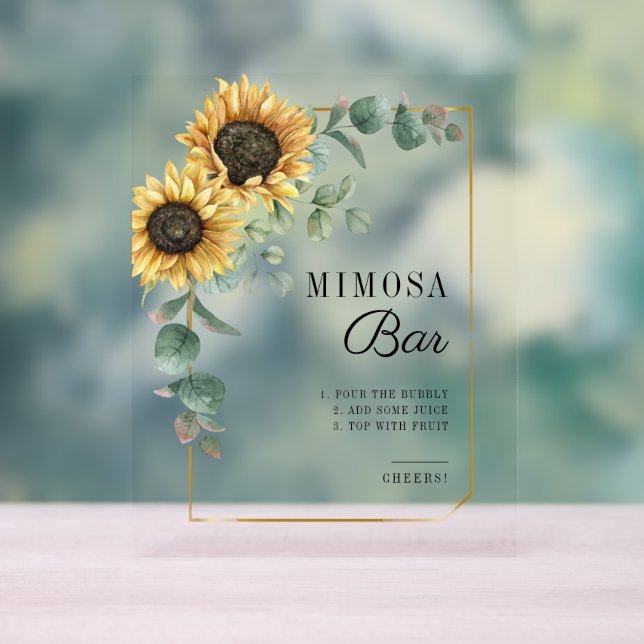 Eukalyptus-Brautparty Mimosa Bar Acrylschild (Neutral)