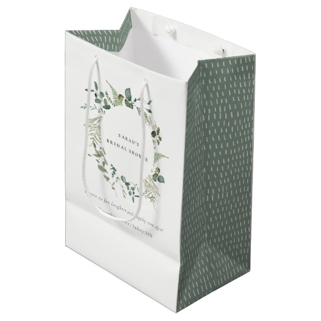 Eukalyptus-Brautparty Mittlere Geschenktüte (Vorderseite Schrägansicht)