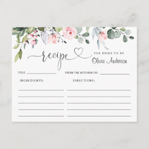 Eukalyptus-Brautparty-Rezept-Karte Postkarte