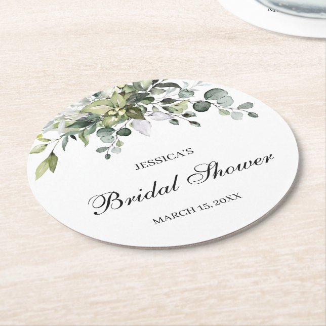 Eukalyptus-Brautparty-Rundpapier-Untersetzer Runder Pappuntersetzer (Angewinkelt)
