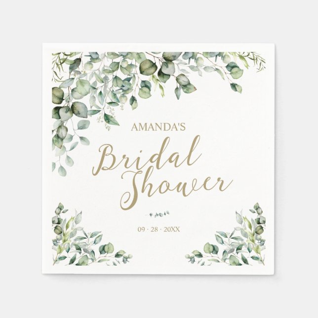 Eukalyptus-Brautparty Serviette (Vorderseite)
