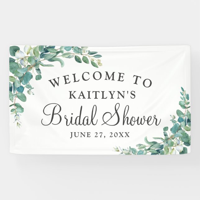 Eukalyptus-Brautparty Watercolor - Willkommen Banner (Horizontal)