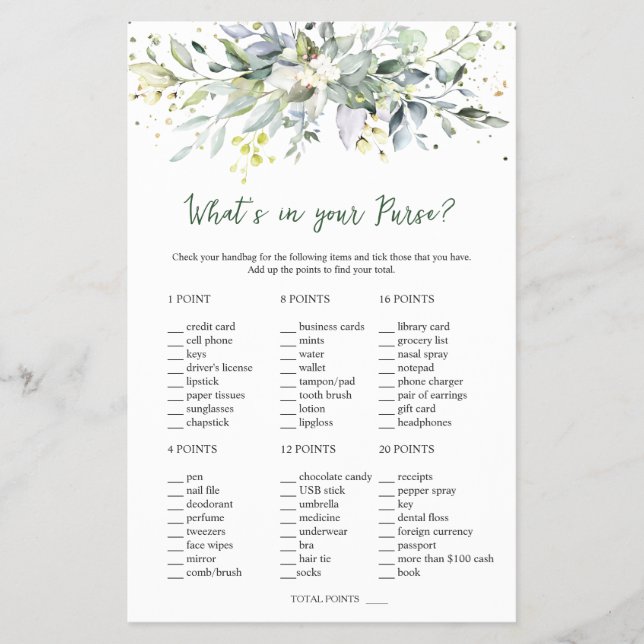 Eukalyptus Bridal Purse/Wedding Scramble Games Flyer (Vorne)