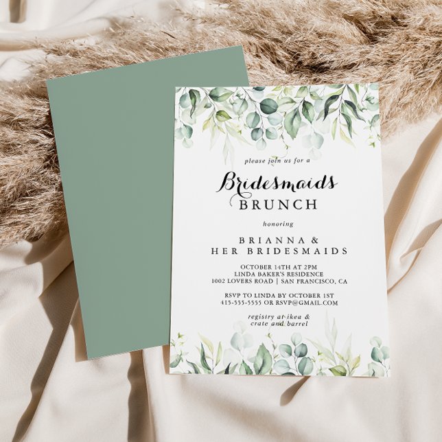 Eukalyptus Bridesmaids Brunch Showdusche Einladung (Von Creator hochgeladen)