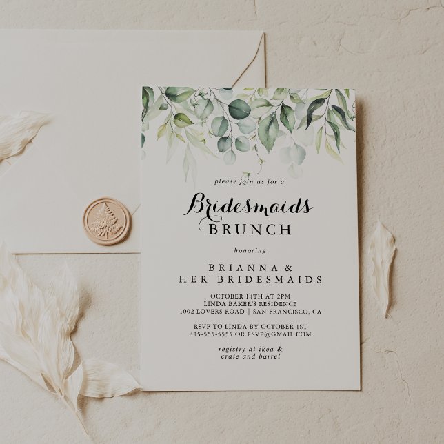 Eukalyptus Bridesmaids Brunch Showdusche Einladung (Von Creator hochgeladen)