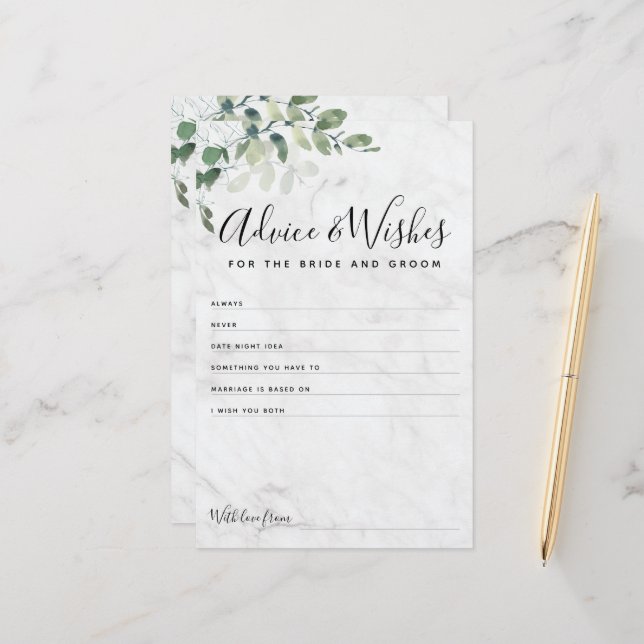 Eukalyptus Brie and Groom Advice wünscht Card (Vorderseite/Rückseite Beispiel)