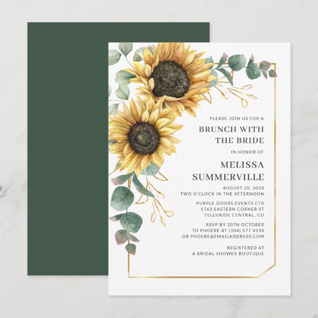 Eukalyptus-Brunch mit Bride Greenery Einladung (Vorne/Hinten)