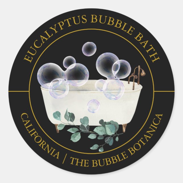 Eukalyptus-Bubble-Bath-Etikett Runder Aufkleber (Vorderseite)