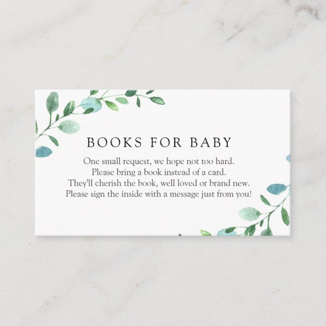 Eukalyptus-Bücher für die Babyverpackungskarte Begleitkarte (Vorderseite)