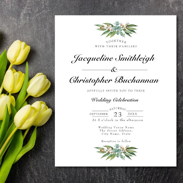Eukalyptus Budget Hochzeitseinladung Flyer (Von Creator hochgeladen)