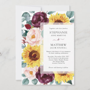 Eukalyptus Burgundy Blush Bloral Wedding Einladung