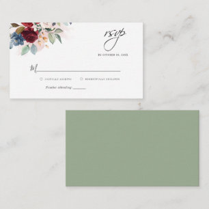 Eukalyptus Burgundy Flora Wedding RSVP Card Mitteilungskarte