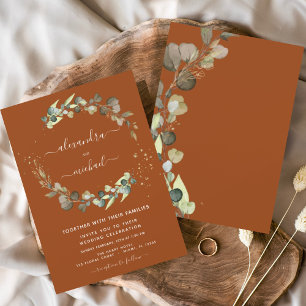 Eukalyptus Burnt Orange Wedding Einladungen Flyer