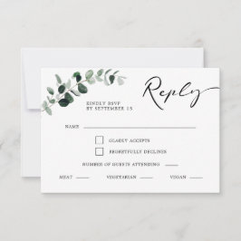Eukalyptus Calligraphy Meal Choice Wedding RSVP Karte