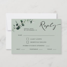 Eukalyptus Calligraphy Meals Sage Wedding RSVP Karte