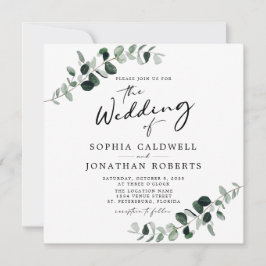 Eukalyptus Calligraphy QR Code Square Wedding Einladung