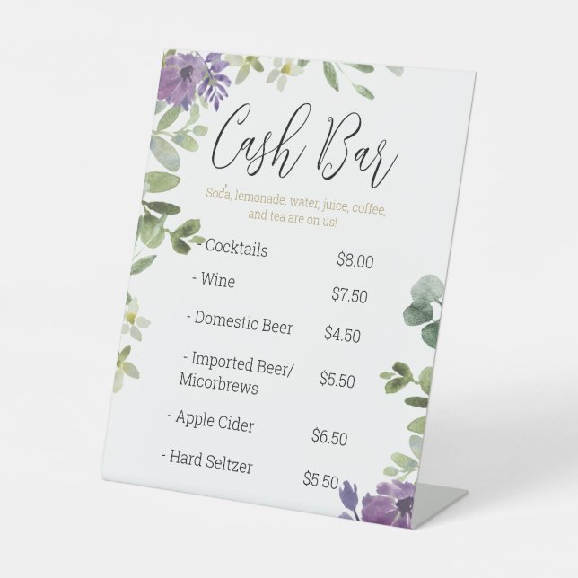 Eukalyptus Cash Bar Pedestal-Zeichen Sockelschild (Vorderseite)