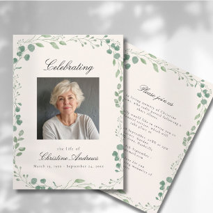 Eukalyptus Celebration of Life Funeral Beige Einladung