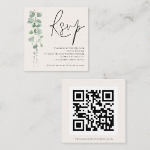 Eukalyptus Cream QR Code Wedding RSVP Begleitkarte