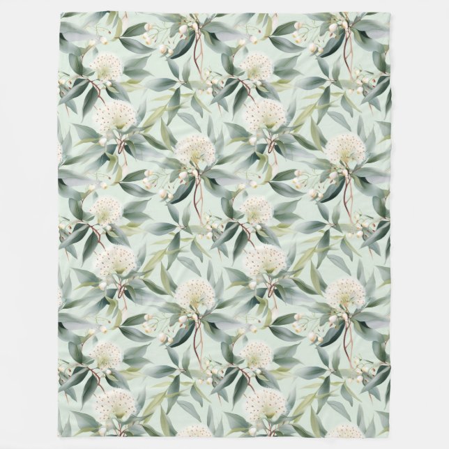 Eukalyptus Cream Sage Floral Fleece Donnerplättche (Vorderseite)