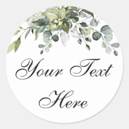Eukalyptus Custom Text Classic Round Aufkleber