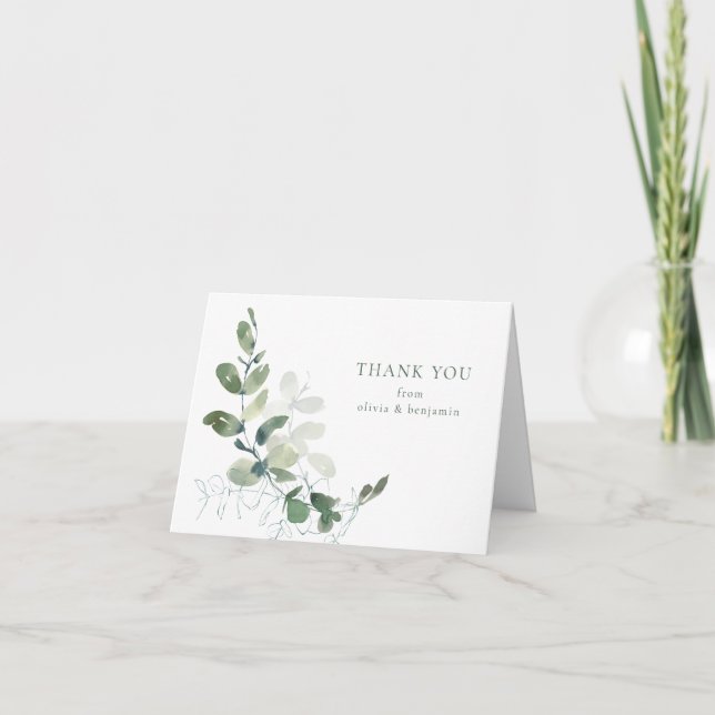 Eukalyptus Custom Wedding geklappt Dankeskarte (Vorderseite)
