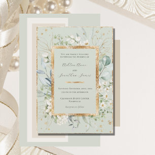 Eukalyptus Daisies Gold Sage Green Elegante Hochze Einladung