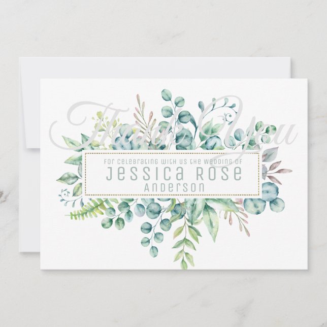 Eukalyptus DANK YOU Card - Text auf beiden Seiten (Vorderseite)