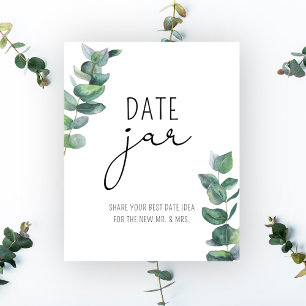 Eukalyptus-Date-Night-Ideen. Date-Glas Braut-Spiel Poster