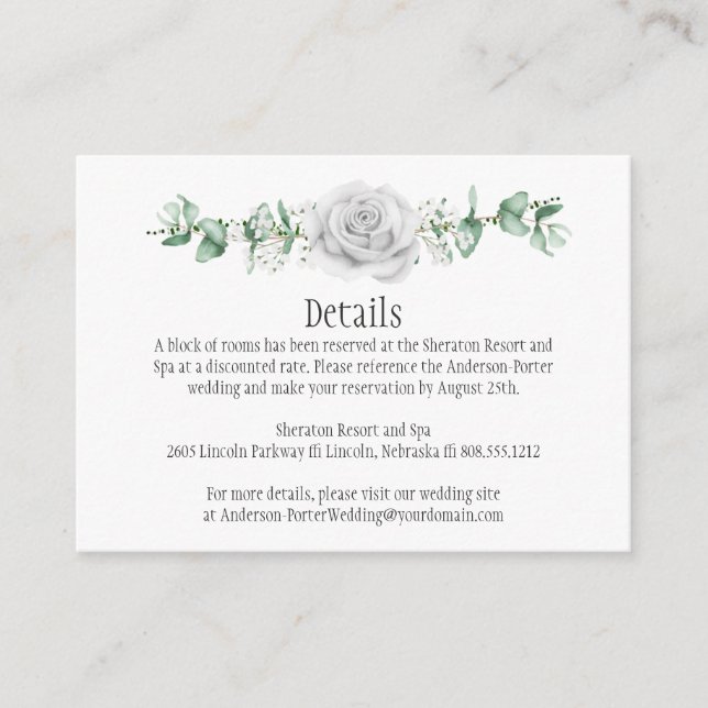 Eukalyptus-Detailverpackungskarten für die Rosen Begleitkarte (Vorderseite)