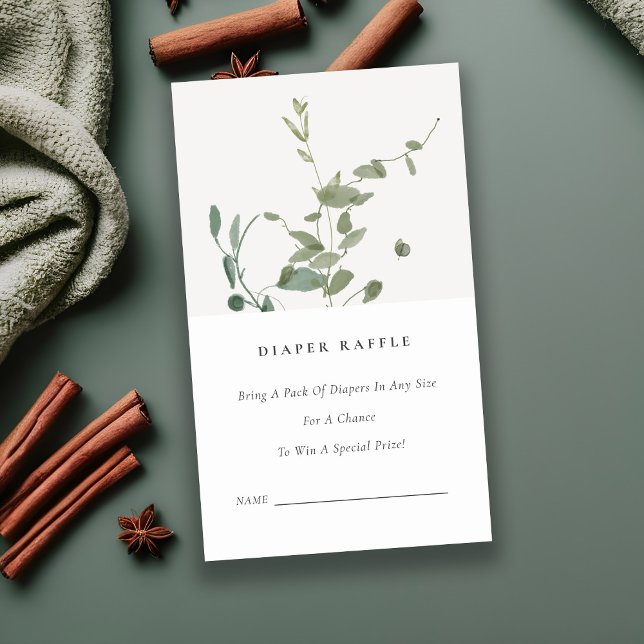 Eukalyptus Diaper Raffle Babydusche Begleitkarte (Von Creator hochgeladen)