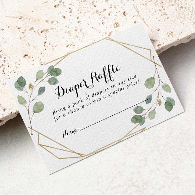 Eukalyptus Diaper Raffle Ticket für geometrische G Begleitkarte (Von Creator hochgeladen)