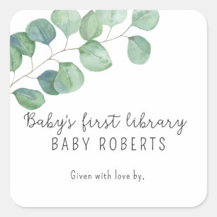 Eukalyptus - die erste Bibliothek des Babys Quadratischer Aufkleber