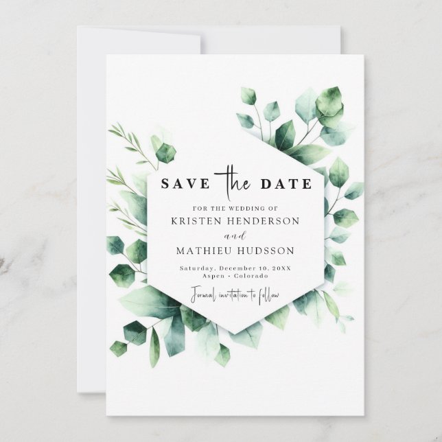 Eukalyptus Digital Wedding Save The Date (Vorderseite)