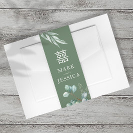 Eukalyptus Double Happiness Wedding Einladung Einladungsbanderole