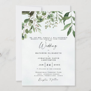 Eukalyptus-Drilling Elegant Watercolor Wedding I Einladung