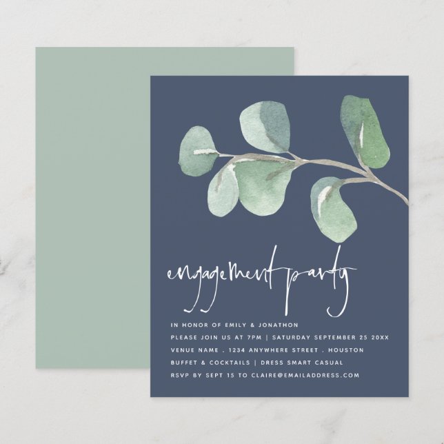 Eukalyptus Dusty Navy Blue Engagement Party (Vorne/Hinten)