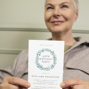 Eukalyptus Einfache 60. Geburtstagsparty Einladung