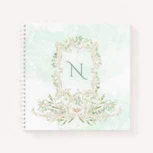 Eukalyptus Elegant Monogram Green Ivory Frame Notizbuch