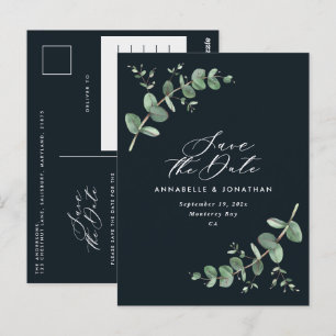 Eukalyptus elegante schwarze Hochzeit speichern da Postkarte