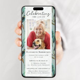 Eukalyptus Elegantes Foto Beerdigung Digitaler Run Einladung