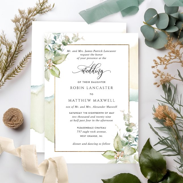 Eukalyptus Elegantes Hochzeitspazierengehen Einladung (Von Creator hochgeladen)