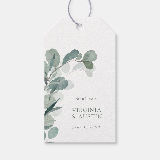 Eukalyptus Favor Tags Geschenkanhänger (Vorderseite)