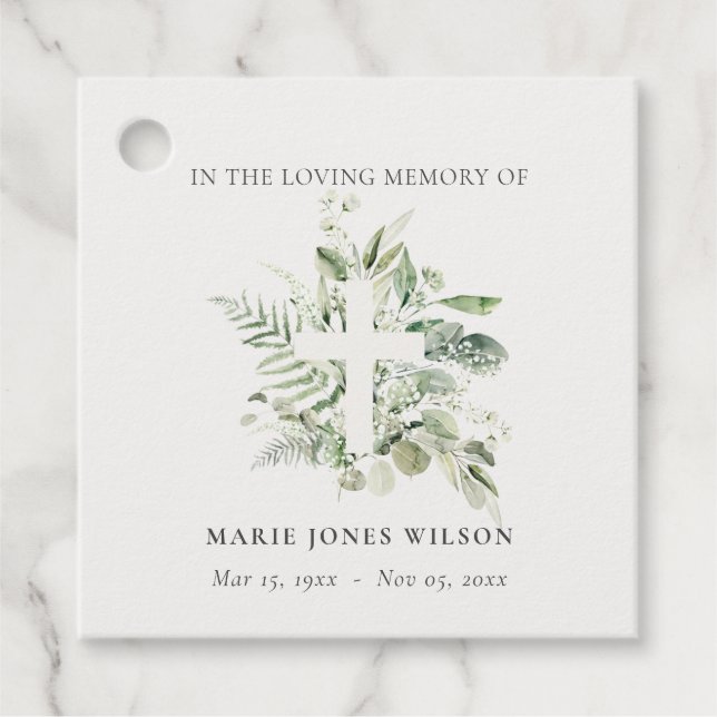 Eukalyptus Fern Fauna Cross Memorial Beileid Geschenkanhänger (Vorderseite)