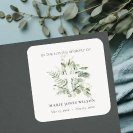 Eukalyptus Fern Fauna Cross Memorial Beileid Quadratischer Aufkleber