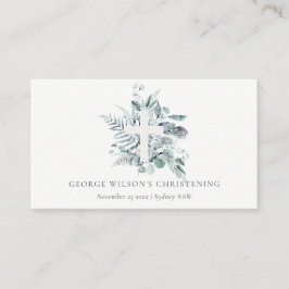 Eukalyptus fern Foliage Cross Christening Platzkarte